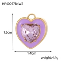 Vue détaillée du pendentif cœur en or 18k avec émail violet et cristal cœur large - Pendentif Cœur Émail Violet Avec Zircon Rose (HP40957B4W2)