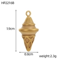 Macro view of golden ice cream cone pendant with dimensions 1.9cm height and 0.8cm width - Ice Cream Cone Style (HP2216B)