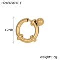 Polished gold-plated round spring clasp connector measuring 1.2cm and weighing 1.2g - Hoop With Charms Style (HP48684B0-1)