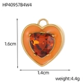 Détail d'un pendentif cœur en or avec zircon rouge et émail orange, taille 1,6cm x 1,4cm - Pendentif Cœur Émail Orange Avec Zircon Orange (HP40957B4W4)