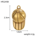 Macro detail of a 2.3cm vintage gold baseball cap pendant with detailed engraving - Baseball Hat Style (HP2245B)