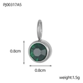 0.8cm circular stainless steel pendant featuring a faceted green crystal stone - Steel - May Green