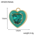 Gouden hartvormige hanger met groen kristal en afmetingen van 1,6cm bij 1,4cm - Donkergroen Hart Emaille Met Donkergroene Zirkoon Hanger (HP40957B4W6)
