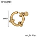 Polished gold sailor clasp connector for jewelry with 1.0cm diameter and 0.9g weight - Three-Ring Ball Earring Style (HP48684D0)