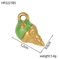 Pendentif cornet de glace en émail vert avec cœur doré et spécifications de 1,2 cm - Glace Verte (HP2221B5)