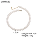 Collier élégant en perles rondes plates 1,2 cm avec fermoir doré et chaîne ajustable - Collier Perles Rondes Plates (GX00062D)