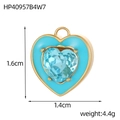 Detail van een gouden hartvormige hanger met blauwe zirkoon, 1,6cm bij 1,4cm - Hemelsblauw Hart Emaille Met Hemelsblauwe Zirkoon Hanger (HP40957B4W7)