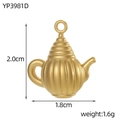Macro view of vintage teapot charm with vertical ribbing and 2.0cm height dimension - Teapot Style (YP3981D)