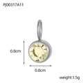 0.8cm light yellow round birthstone pendant in silver plated setting for DIY jewelry - Steel - November Yellow
