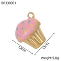 Detailed view of cupcake charm showing 1.4cm dimensions and pink enamel finish - Pink Cupcake (BP3300B1)