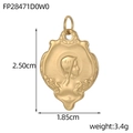 Vintage gold-plated stainless steel heart pendant with female portrait relief 2.50cm - Portrait Relief Heart Shield (FP28471D0W0)