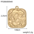 Golden square textured stainless steel pendant with dimensions 2.25cm by 1.98cm - Art Textured Square Pendant (FP28860D0W0)