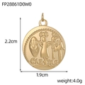 Golden Caesar coin pendant in stainless steel with detailed vintage relief and size guide - Caesar Portrait Round Plate (FP28861D0W0)