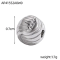 Detailansicht der silbernen Edelstahlperle mit Spiraltextur und 0,7 cm Durchmesser - Silberne Spiralstrukturperle (AP41552A0W0)