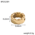 Detailansicht der Abmessungen einer 0,60 cm goldenen Herzperle aus Edelstahl für Schmuck - Goldene Gerillte Runde Perle (BP2523D1)