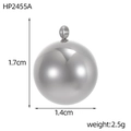 Polished stainless steel spherical charm pendant in silver finish, 1.4cm diameter - Silver Sphere Style (HP2455A)