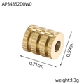 Macro detail of a 0.71cm gold heart bead charm with dimensions and 1.3g weight - Gold Triple Ribbed Threaded Bead (AP34352D0W0)