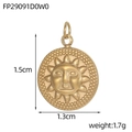 Vintage stainless steel sun god medallion pendant in matte gold finish for jewelry making - Sun God Face Pendant (FP29091D0W0)