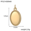 Oval gold-tone geometric pendant with beaded edges 1.7cm height and 2.0g weight - Oval Beaded Edge Pendant (FP32145D0W0)