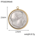 Vintage gold and silver round medallion pendant with side profile embossed relief - Gold Rim Silver Core Portrait Round Plate (FP36839NW0)