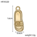 Vintage golden slipper pendant in matte finish measuring 1.6cm by 0.6cm and weighing 1.2g - Slipper Style (HP3932D)