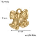 Vintage golden bow bell charm with embossed polka dots and dimensions 1.3cm by 1.4cm - Bow Bell Style (HP3933D)