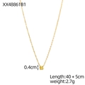Détail d'un collier en chaîne dorée avec un pendentif zircon jaune rond de 0,4 cm - 40+5cm / Collier gemme ronde(XX48861B1) / Jaune