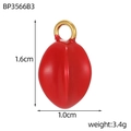 Detail view of 1.6cm red enamel oval pendant with dimensions and weight info - Bright Red Oval Style (BP3566B3)