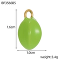 Detailed size view of a 1.6cm x 1.0cm green water drop pendant with 18K gold ring - Grass Green Oval Style (BP3566B5)