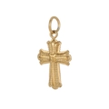 Détail d'un pendentif croix vintage plaqué or 14 carats avec texture en relief précis - Croix à Grain Relief (FP29190D2A0)