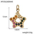 Macro detail of gold star pendant with colorful rhinestones and precise dimensions - Gold Colorful Star (AP35626D0W0)
