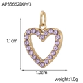 Detailed size view of a 1.1cm gold heart pendant with purple zircon and dimensions - Purple Zirconia Heart Style (AP35662D0W3)