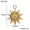 Detailed view of 3D golden sun charm measuring 1.90cm by 1.55cm for DIY jewelry making - Star Polygon Style (BP3718B)
