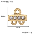 Detail showing a golden stainless steel triple-connector pendant with four clear zircon stones - Long Rectangular Connector Style (AP41765D1W0)