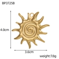 Detailed view of golden sun pendant with size dimensions 4.0cm height and 3.6cm width - Spiral Texture Wave Ray Style (BP3725B)