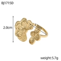 Detailansicht goldener Blumenring mit Maßen 2,0 cm x 1,7 cm und Gewicht von 5,7 g - Doppelblumen-Offener-Stil (BJ1715D)