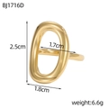 Detailansicht goldener ovaler geometrischer Ring mit Maßen und 6,6g Gewichtsangabe - Ovaler Dekorationsstil (BJ1716D)