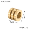 Detailed view of a cylindrical golden sunflower charm showing 0.8cm by 1.2cm dimensions - Gold Triple Groove Cylinder Bead (AP34350D0W0)