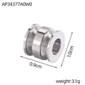 Macro detail of 1.0cm heart engraved stainless steel bead for DIY jewelry making - Silver Polished Cylinder Bead (AP34377A0W0)