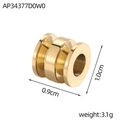 Macro detail of gold stainless steel sun flower charm with dimensions 0.9x1.0cm and 3.1g weight - Gold Triple Ring Section Bead (AP34377D0W0)