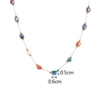 Macro detail of multi-color faceted stone beads and 18k gold chain jewelry set - Multi-color Hexagonal Tube Style (GX03465B-2)