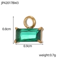 Macro shot of 0.9cm green zircon pendant with gold plated 4-prong setting and size marks - Green Rectangle Pendant (JP42017BW3)