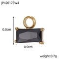Macro detail of rectangular black faceted gemstone pendant with gold alloy loop and size info - Black Rectangle Pendant (JP42017BW4)
