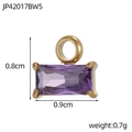 Rectangle purple zircon charm with gold plating and dimensions 0.9cm width and 0.8cm height - Purple Rectangle Pendant (JP42017BW5)