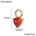 Detail view of a 0.85cm red heart zirconia pendant with dimensions and gold plating - Red Heart Pendant (JP42039DW2)