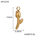 Vue détaillée du pendentif tulipe en or mat avec dimensions 1,14 cm x 0,39 cm - Forme de Tulipe (HP1251D)