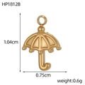 Détail du pendentif parapluie doré avec dimensions précises et poids pour la bijouterie - Style Parapluie (HP1812B)