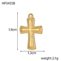 Vue détaillée d'un pendentif croix plaqué or de 1,9 cm avec texture pointillée unique - Croix à Bordure Pointillée (HP3455B)