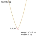 Collier élégant en or avec pendentif zircon rose de 0,4 cm et chaîne réglable de 45 cm - 40+5cm / Collier gemme ronde(XX48861B2) / Rose