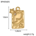 Gold rectangular stainless steel pendant with moon, star relief and a small rhinestone - Star Moon Embossed Card Style (BP4056D2)